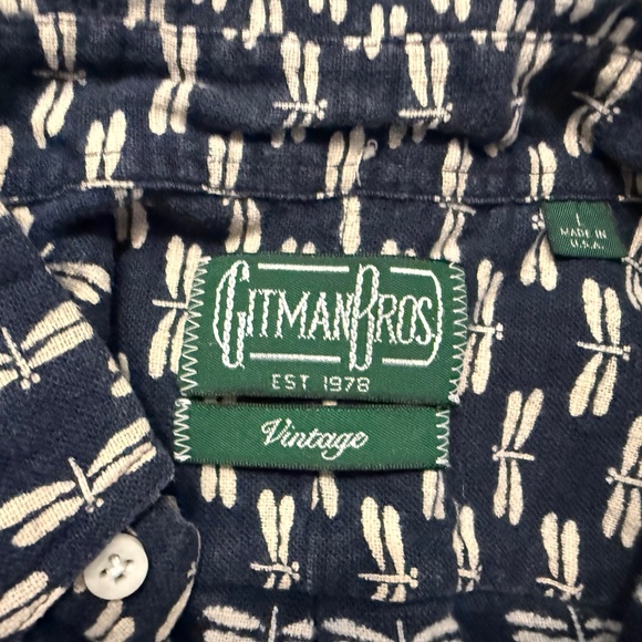 Gitman Bros. Vintage Firefly Print Shirt – Men’s Large – Frayed Sleeves – Limite - Picture 4 of 4